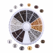 Klemperle - crimp sortiment. 6 farver, 2 størrelser. 2600 stk.